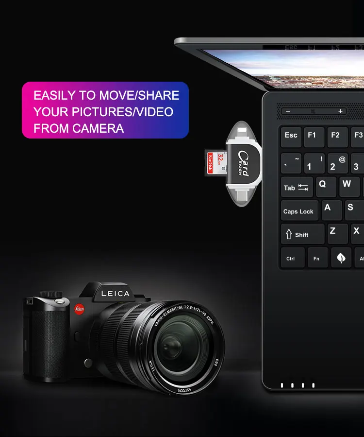 UTHAI R015 кард-ридер 4 в 1 type-c/Lightning/Micro USB/USB 2,0 для iPhone TF/SD кард-ридер