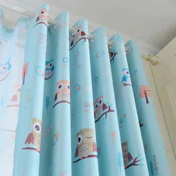 

Anself 3Pcs/set Curtains Cute Owl Printed Curtainsfor Livingroom 2pcs Thick Window Screening with 1pcs 100*250cm Curtain Tulle