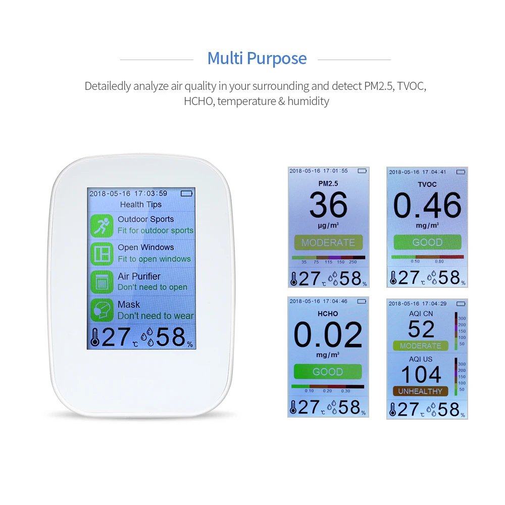 Качество воздуха детектор Indoor/Outdoor цифровой PM2.5 формальдегида газоанализатор ЖК-дисплей HCHO и TVOC тестер инструмент метр анализаторы воздуха