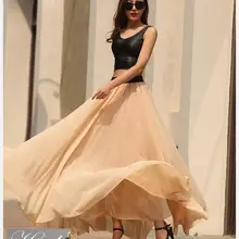 Подгонянная 3XS-8XL женская летняя шифоновая юбка в пол с большим подолом однотонная пляжная юбка женская свежая повседневная юбка с эластичным поясом на голени