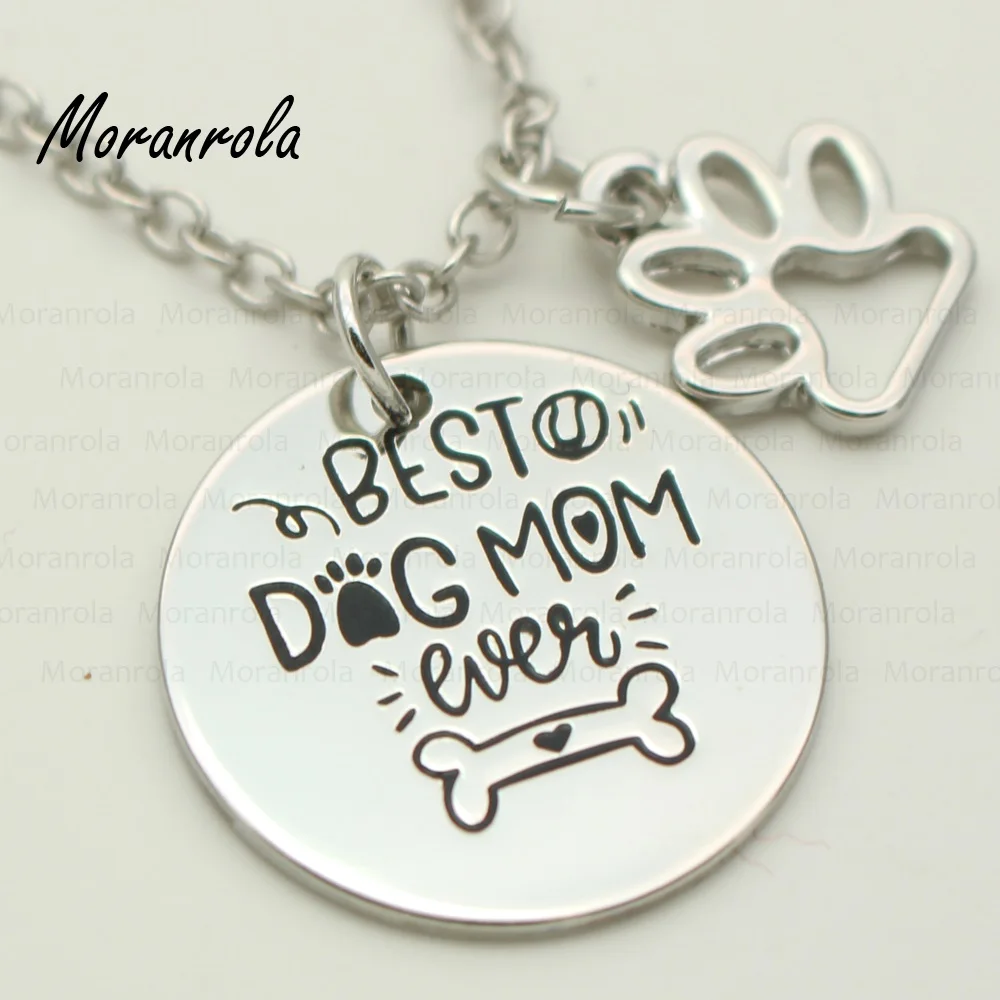 new arrive"best dog mom ever "Necklace &keychain charm Dog paw Print