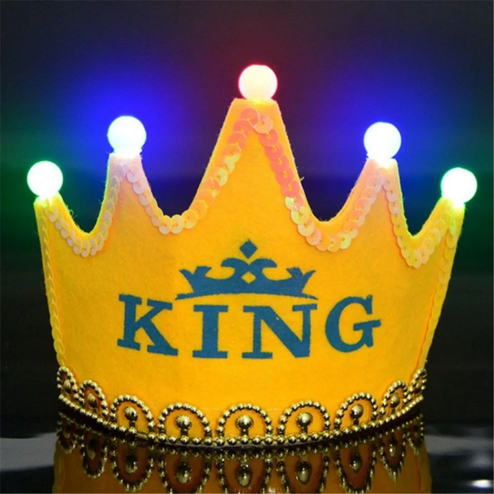 Buy 1 pcs LED Crown Glowing Hat Birthday Crown Hat