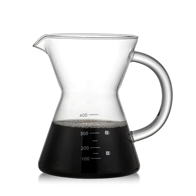 Special Offers Coffee Maker Pots Glass Pour Over Permanent Filter Net Handle Drip Coffee Hand Flush Time 400ml Height 143 mm Afternoon Tea