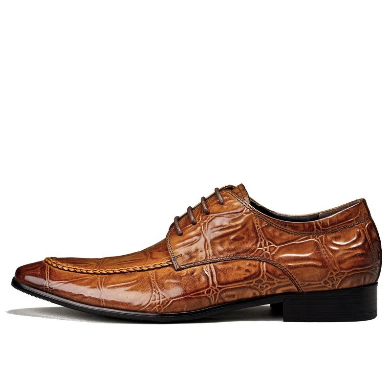 Los Hombres Negocios Vestido Pie Negro brown Dedo A Encaje Diseño Zapatos Nueva Cocodrilo Del Pjcmg De Black Genuino puntiagudo Mano Oxford Cuero Moda Hecho marrón TqURfcwH
