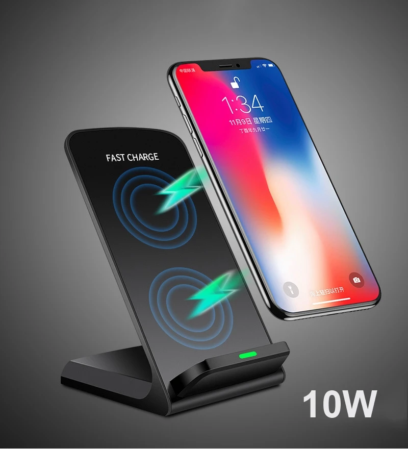 

10W Qi Wireless Charger Quick Charging Stand Dock Desktop Phone Charger for iPhone 8 8Plus X XS MAX XR Samsung S9 S8 S7 NOTE 8 9