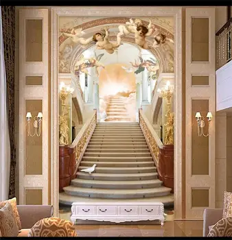 

custom 3d photo wallpaper room mural entrance little angel stairs heaven painting TV background non-woven wallpaper for wall 3d