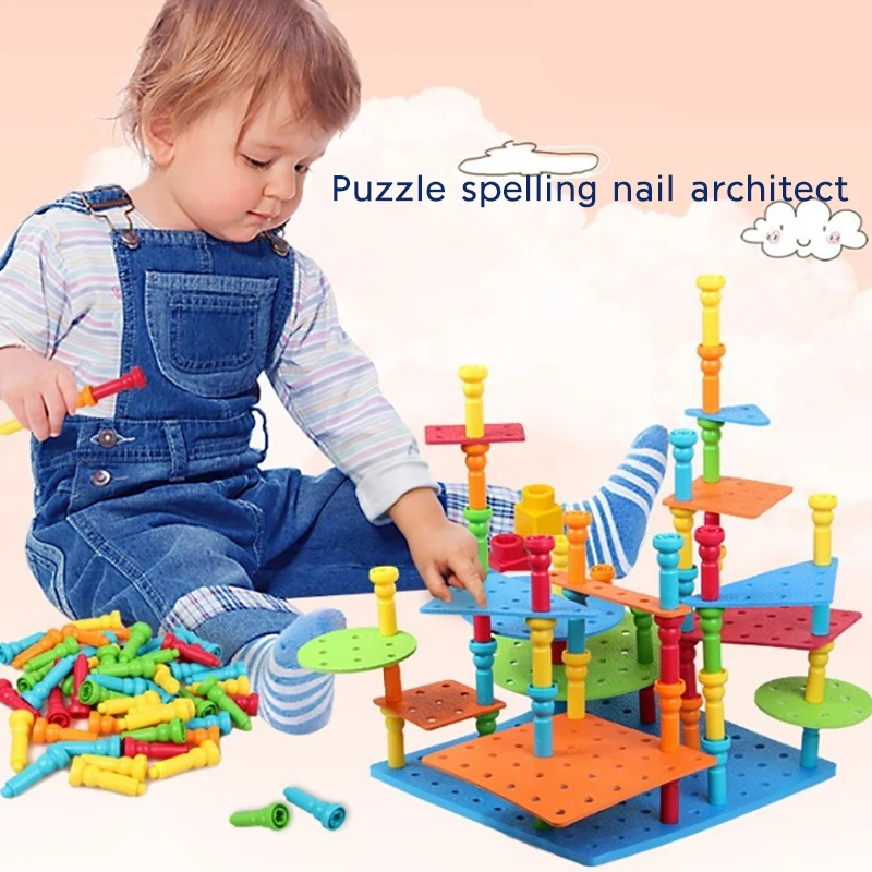 

Creative Children's Intelligence Parent-child Game Small Nail Plate Pull Nails Early Education Building Blocks Kids DIY Toys