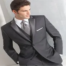 Custom Made Fashion Dark Grey Men Business Suit Men Wedding Suits Groom Tuxedos Best man Suit Groomsman(Jacket+Vest+Pant+Tie)