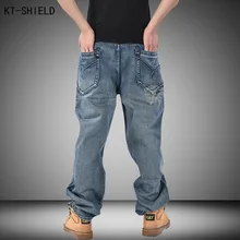 Mens Hip Hop Jeans Washing Men Baggy Jeans Long Loose Fashion Skateboard Baggy Relaxed Fit Denim Casual Men Street dance Pants