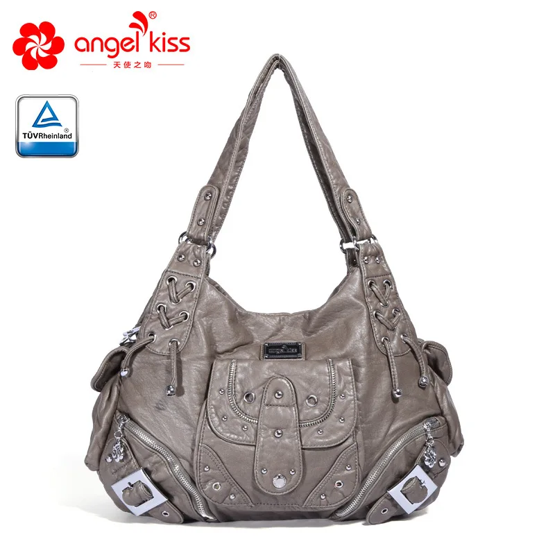 

Angelkiss Soft Leather Handbags Large Capacity Women Totes Zipper Female Shoulder Bag Office Ladies Hobos Bag Crossbody Bag