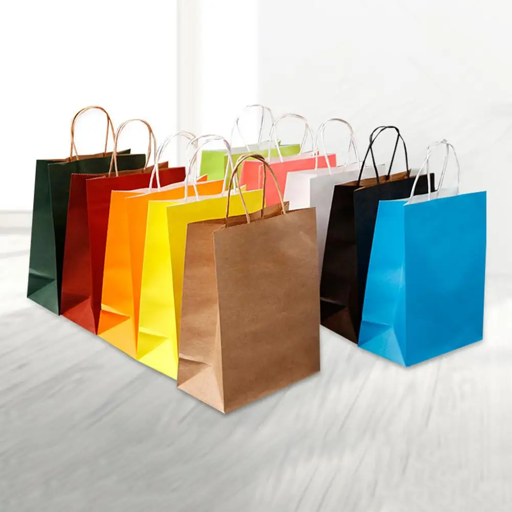 

20Pcs Eco-friendly Multiple Color Candy Color Paper Bags with Handle for Wedding Party Present Birthday Gift bag