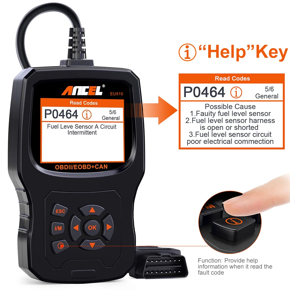 Ancel EU510 OBD2 сканер Код двигателя считыватель авто Батарея тест ODB OBD 2 диагностика