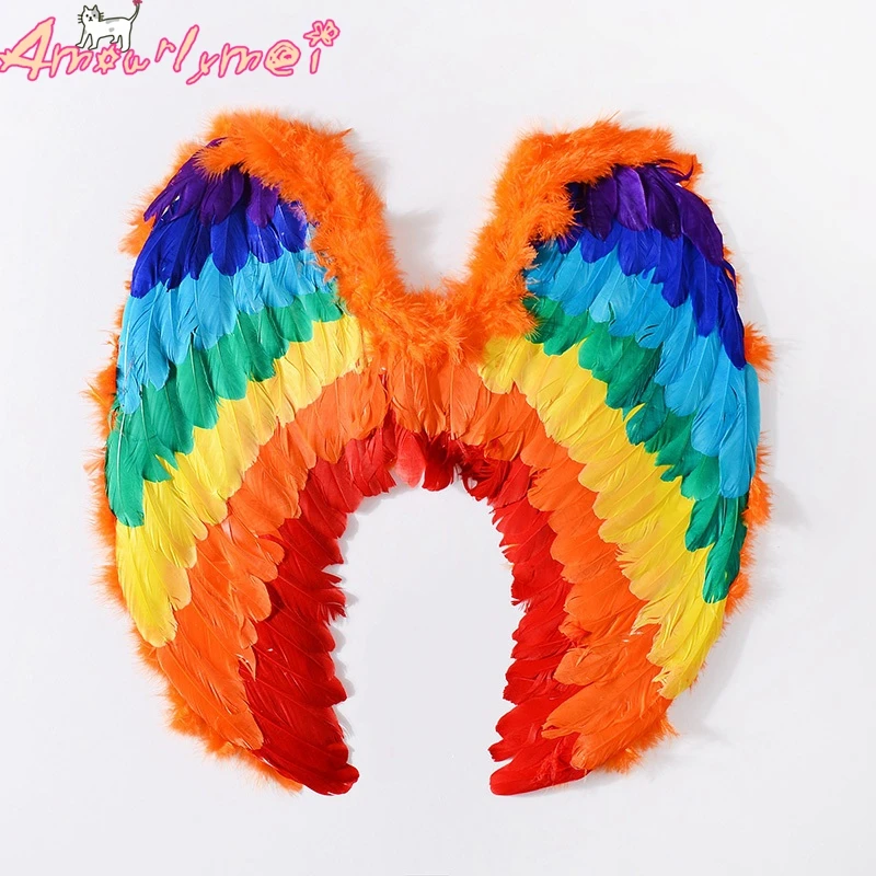 

Multicolor Fairy Angel Feather Wings For Kids Girl Photography Stage Show Christmas Halloween Cosplay Party Costume 2 Colors