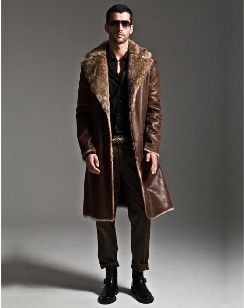Двухстороннее пальто, мужское меховое пальто, зимняя верхняя одежда из искусственного меха, Мужская парка в стиле панк, куртки, кожаные пальто, мужская одежда высокого качества