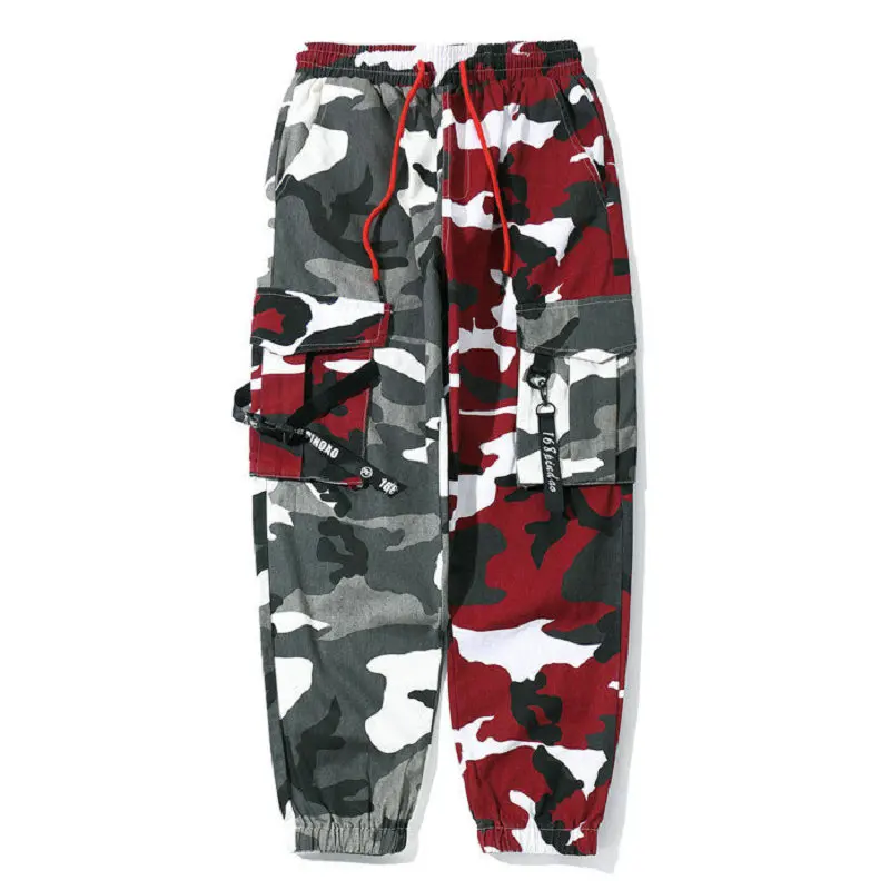  Camouflage Splice joggers pants Men Camo Streetwear Mens Cargo Pants Hip Hop Trousers Multi-pocket 