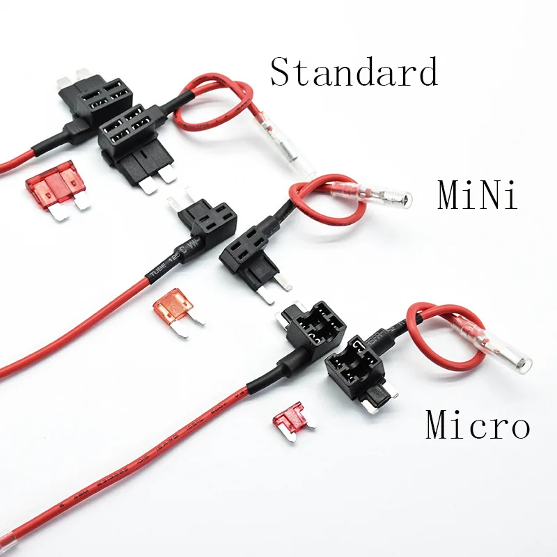 Car Fuse Holder Fuse Holder Fuse Adapter Holder 2Pcs 12V Micro/Mini/Standard Size Car Fuse Holder Add-a-circuit Piggy Back Fuse TAP Adapter 10A ATM Blade