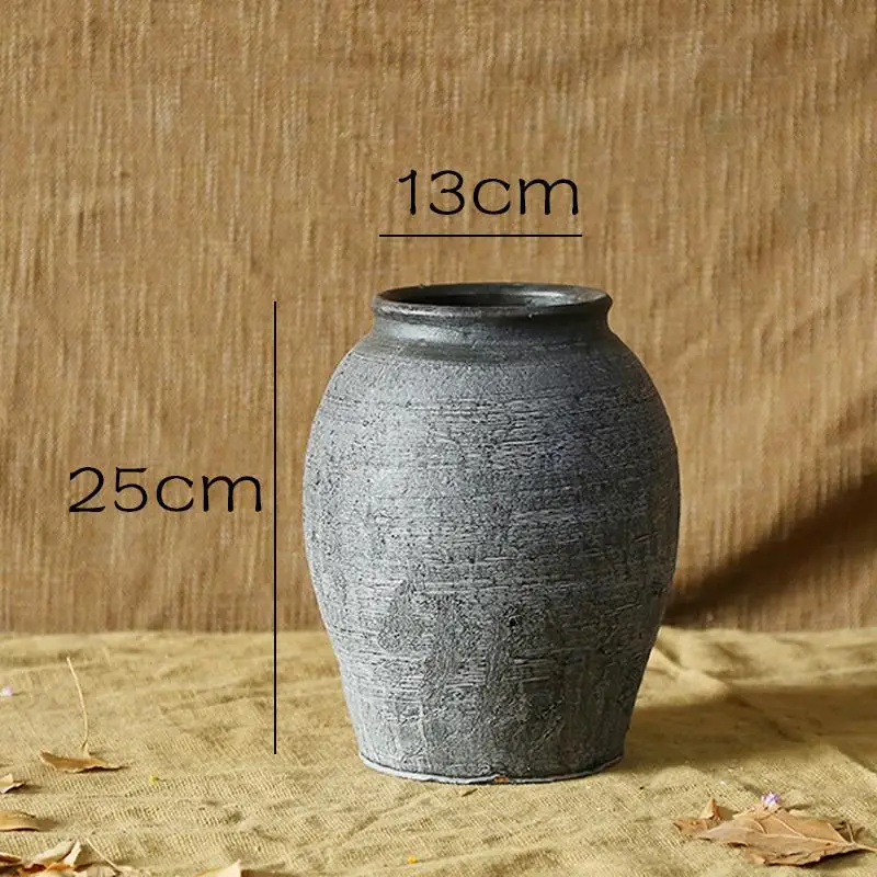 Керамика винтажная ваза ручной работы каменная керамика керамический цветочный горшок глиняная посуда декоративный цветок раскопанный Антикварный Цветочный Горшок - Цвет: qy019
