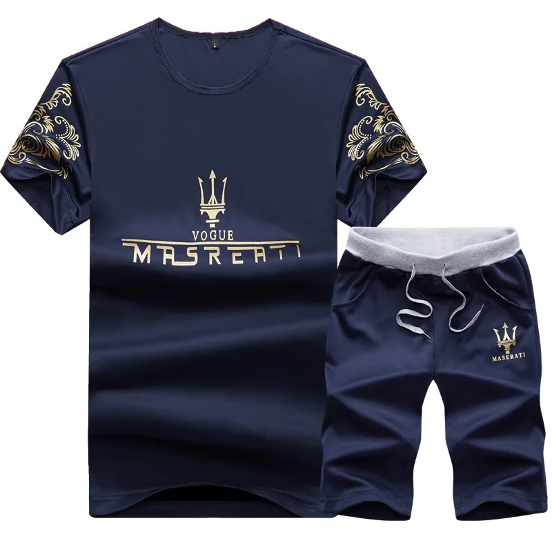 Men's Summer Men's Running Set MRSRERTI Print Short Sleeve Sports Suit Fitness Jogging Set Sport Suit Men Male Sport Wear