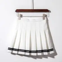 4 цвета, S-2XL, высокая талия, трапециевидная Женская юбка, полосатая строчка, Матросская плиссированная юбка, эластичная талия, милая Девичья танцевальная юбка