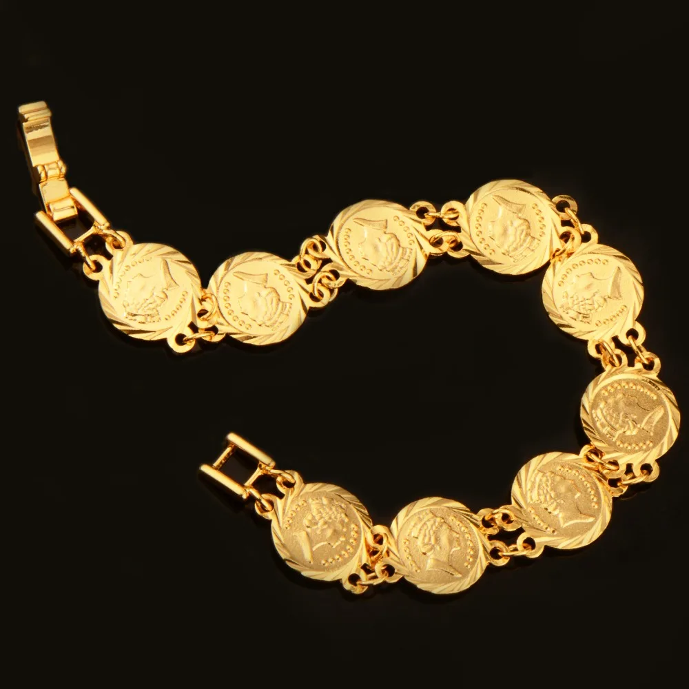 British Queen Coin Bracelets Women Jewelry Trendy Quality Gold Color British Queen Coin Bracelets Women Jewelry Trendy Quality Gold Color Link Chain Bangles B40052 In Id From Accessories On