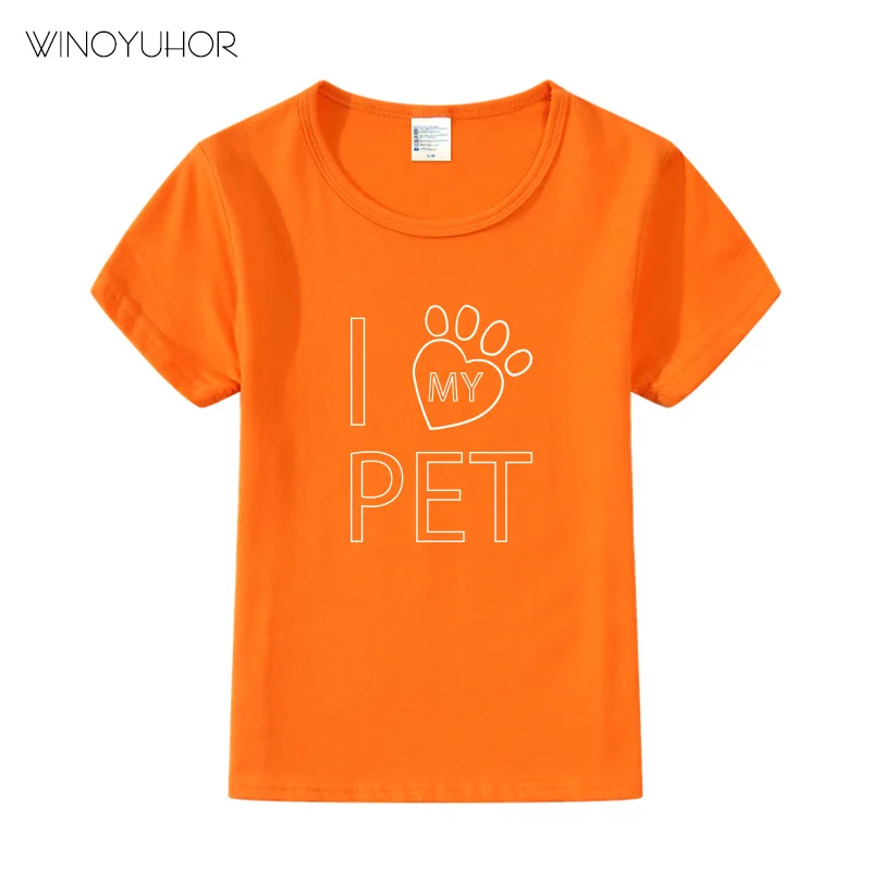 В году, Новое поступление. Детская футболка футболки с надписями «I Love Pet» хлопковая одежда с короткими рукавами для мальчиков забавные детские футболки, топы