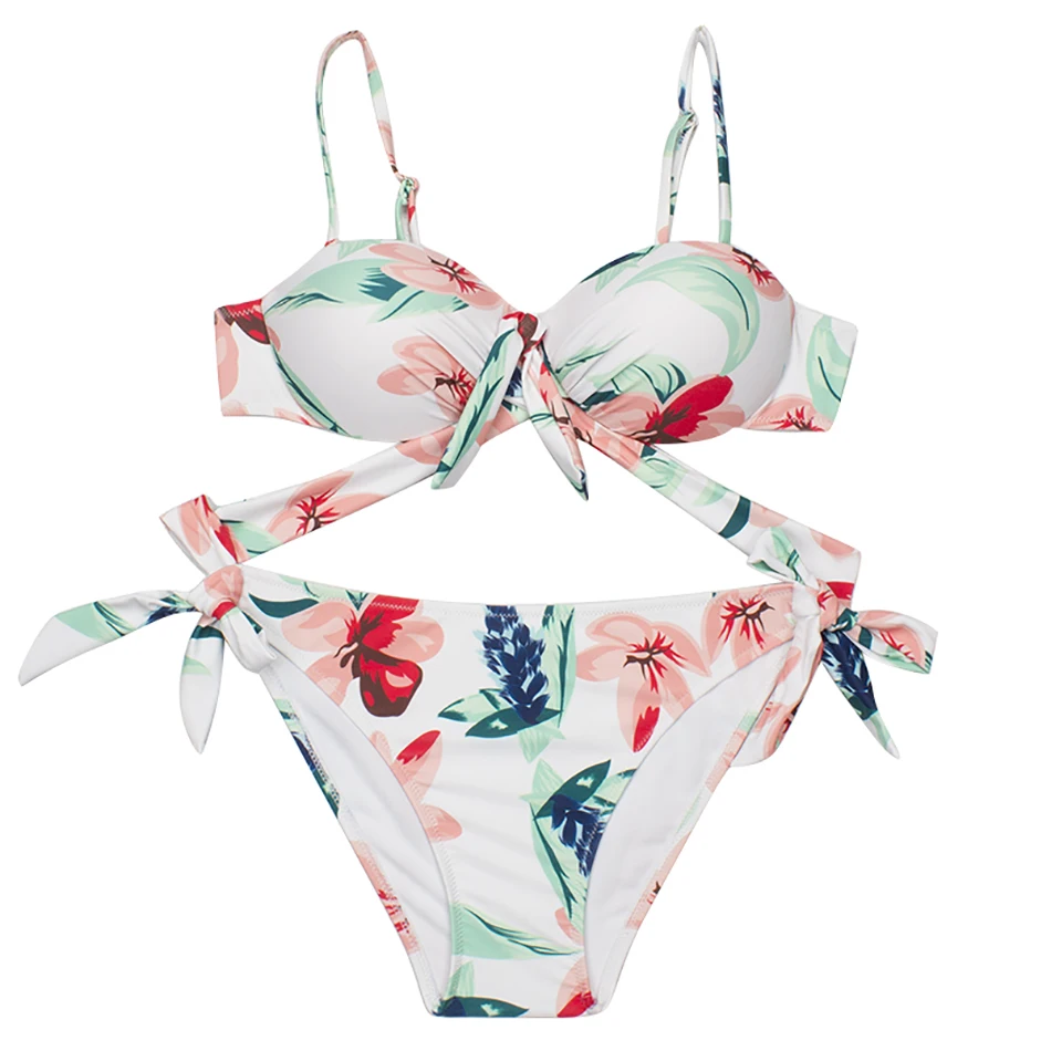 ESSV Floral Bandeau Bikini Set 2018 Women Swimwear Summer Padded Bathing Suit Strap Swimming Suit Frmale Thong Biquini Beachwear ESSV Floral Bandeau Bikini Set 2018 Women Swimwear Summer Padded Bathing Suit Strap Swimming Suit Frmale Thong Biquini Beachwear