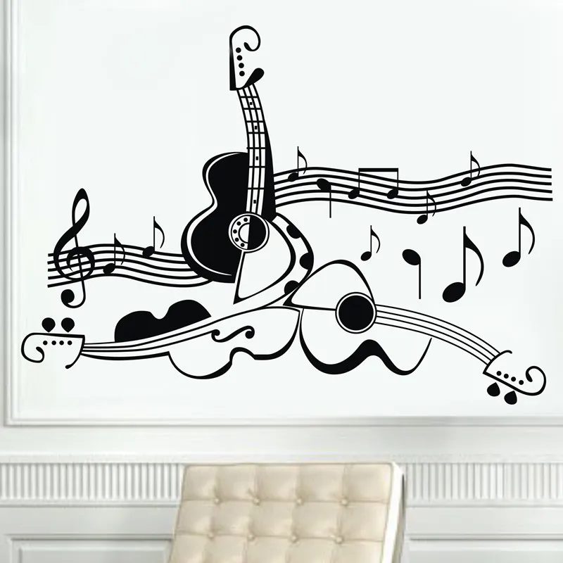 Original design guitar musical instrument vinyl wall decals,music
