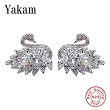 Прозрачный кристалл лебедь серьги гвоздики 925 Серебряные иглы серьги для женщин модные ювелирные изделия berloque кубического циркония элегантный подарок