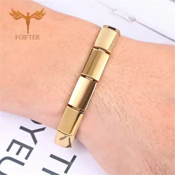 

Top Mens Bracelets Gold Color Tungsten Steel Bracelet with Magnetic Male Bangle Jewelry Heren Armband