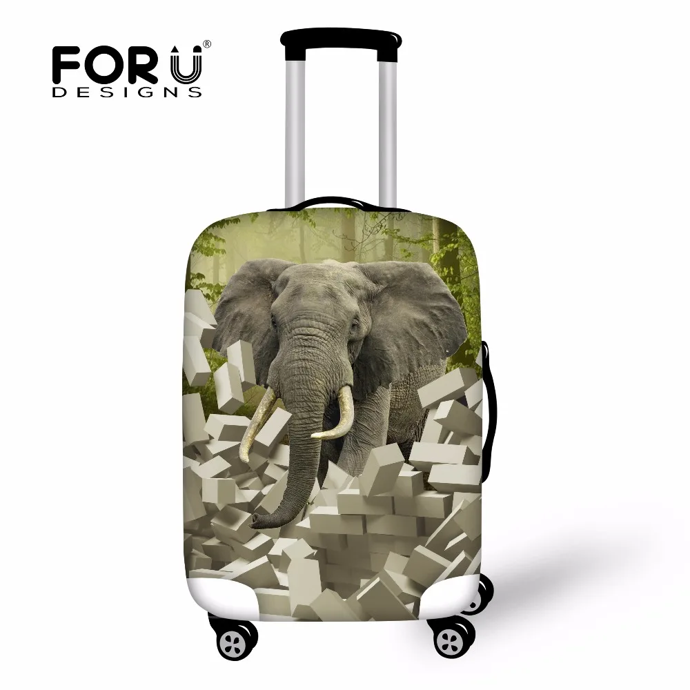FORUDESIGNS 3D Animal Elephant Elastic Spandex Travel Luggage
