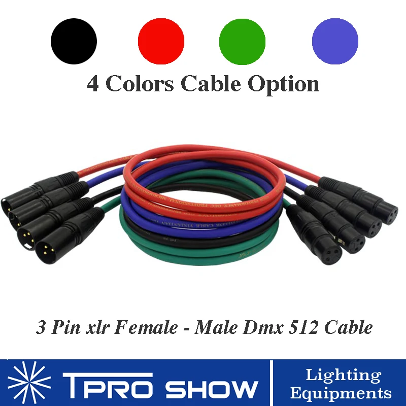 

10pcs Cable Dmx 512 Signal 3 Pin XLR Stage Light Moving Head DMX Controller Cables RGB Black Color and 1Meter 1.5Meter Option