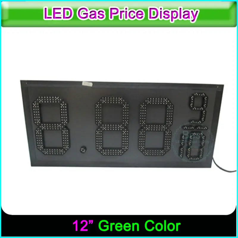 

12" Outdoor Gas Station Green Color LED Price Digital Sign with Light Box