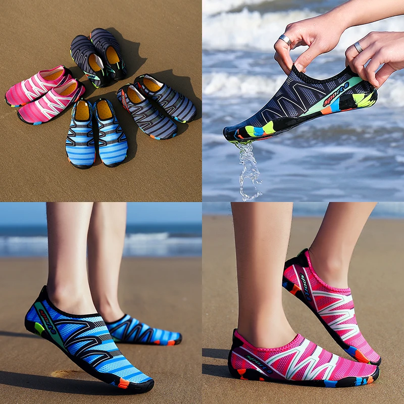 

2019 Men Woman Beach Summer Outdoor Wading Shoes Swimming Slipper On Surf Quick-Drying Aqua Shoes Skin Sock Striped Water Shoes