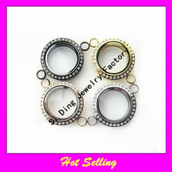 

4pcs/lot stainless steel screw floating locket bracelet 4 mix color twist linking with crystals memory locket pendant 25mm