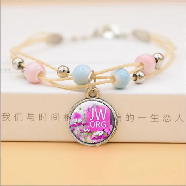 エホバの証人 Jw Org ブレスレット花ガラスドームペンダントセラミックビーズ女の子のための宗教 Jewerly Charm Bracelets Aliexpress