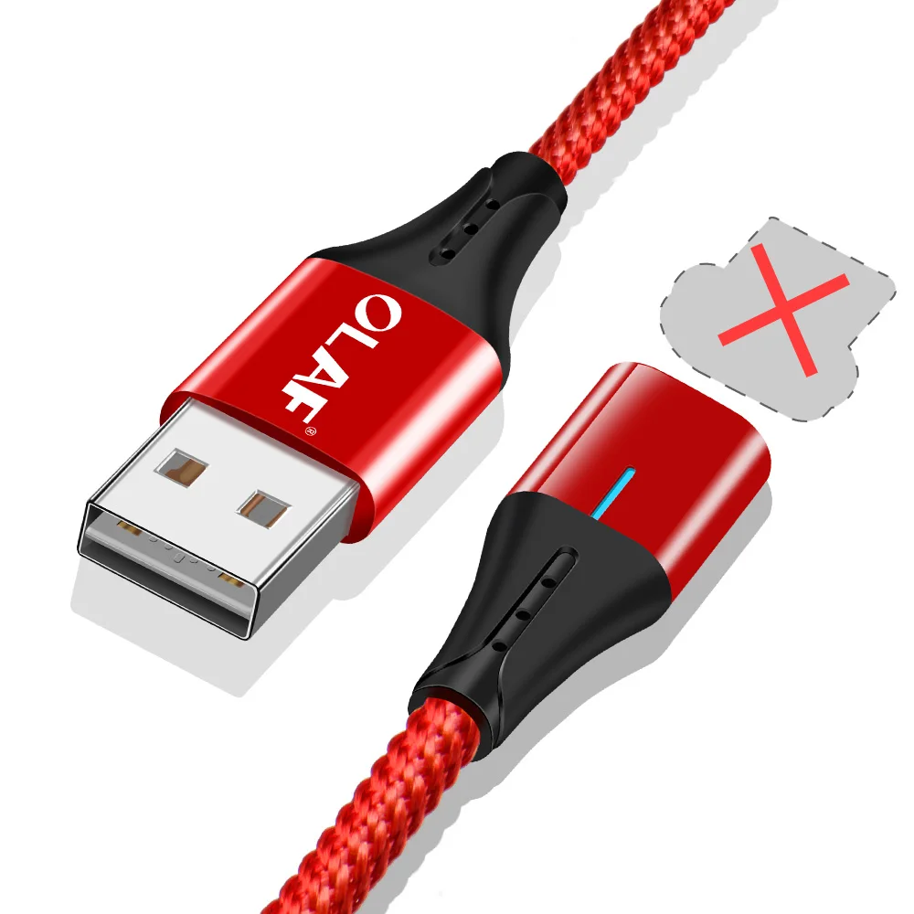 Олаф Быстрая зарядка 3,0 Магнитный двухсторонний светодиодный микро Тип usb C кабель для samsung S8 S9 плюс Зарядное устройство Шнур для Iphone X XR XS Max - Цвет: No plug Only Cable