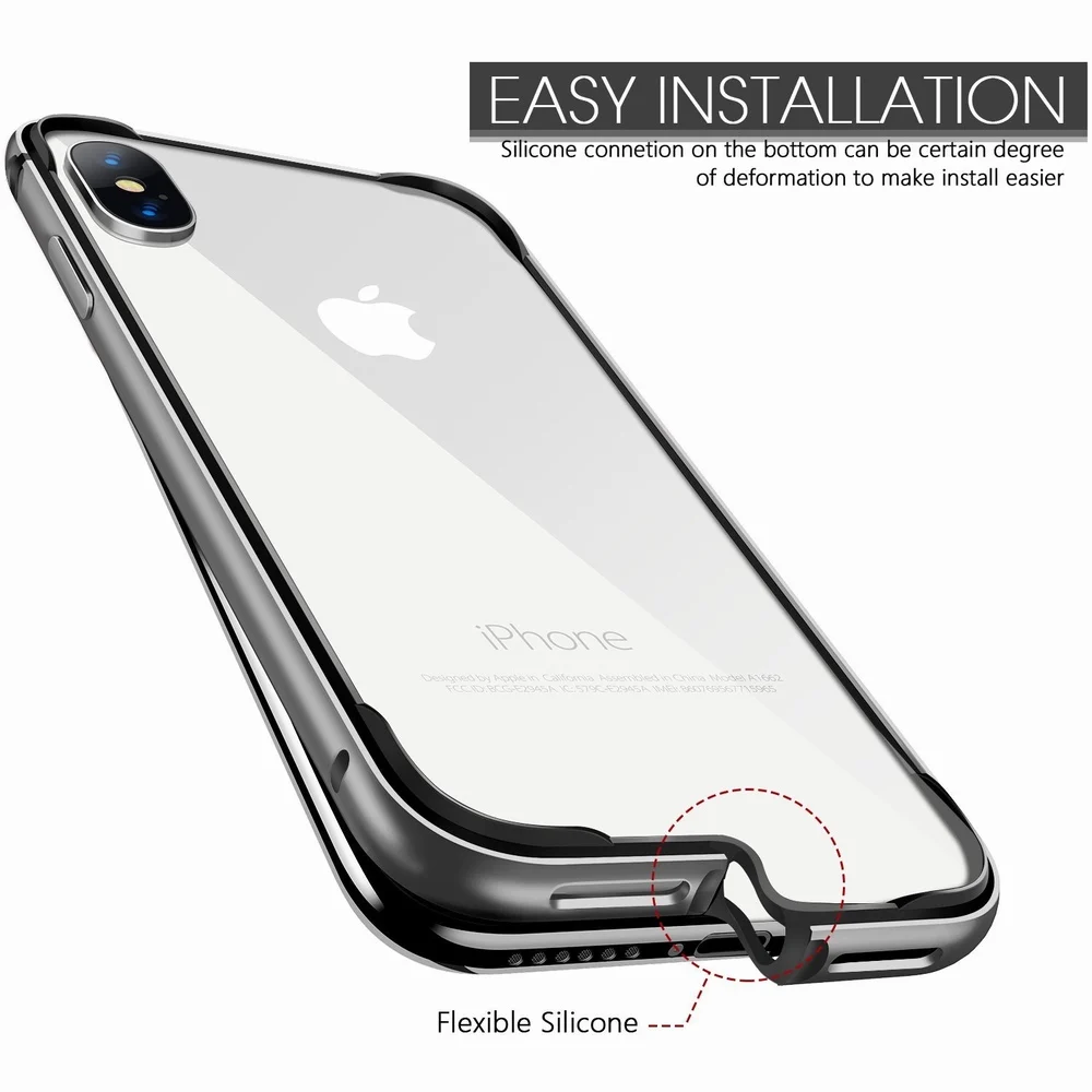 Ascromy для iPhone X Case Алюминий ТПУ чехол гибрид с защитой от ударов и футляр бампера S 10