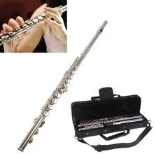 SLADE Professional Flute Silver Plated 16 Holes C Key Cupronickel Musical Instrument with Cleaning Cloth Stick Screwdriver