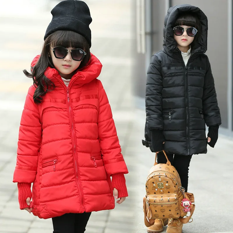 Girls Winter Coats Children Cotton Padded Jacket Long Baby Child Warm