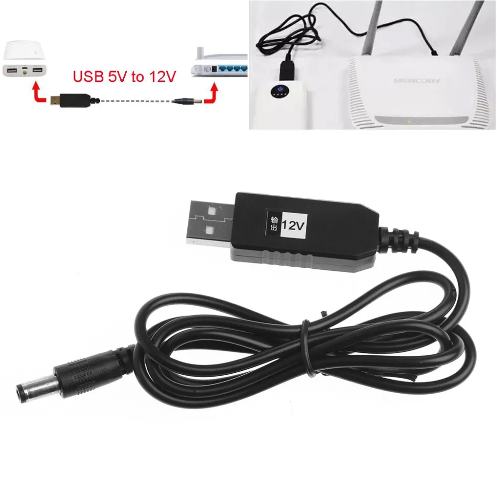 

USB DC 5V To DC 12V 2.1x5.5mm Male Step-Up Converter Adapter Cable For Router