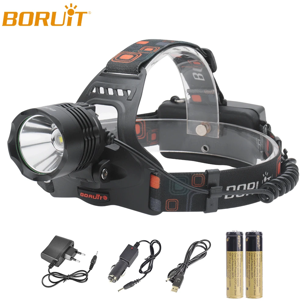 

BORUiT XML L2 Headlamp Flashlight Rechargeable Waterproof Headlights Portable Camping Hunting Head Torch Lanterna 18650 Battery