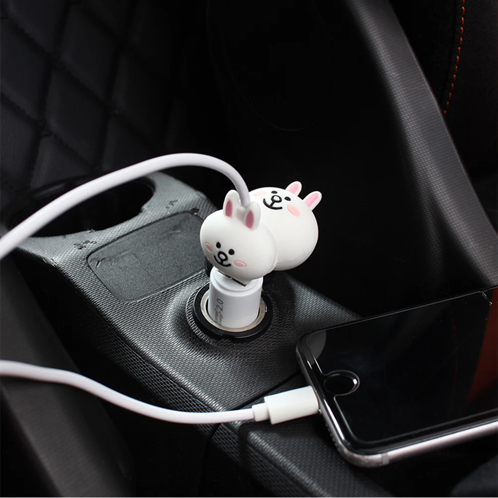 

Mini USB Car Charger Cable for Iphone Cartoon Bear Lighting Charging Cable Car Charger for Mobile Phone Tablet In Car Charge