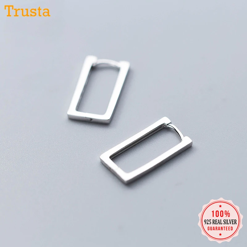 

Trusta 100% 925 Sterling Silver Earring Rectangle Ear Cuff Clip On Earrings For Men/Women Girl Teen Gift Jewelry DS1306