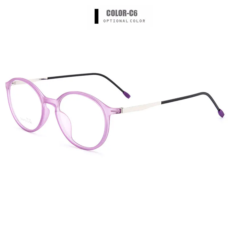 Gmei оптический Urltra-светильник круглый полный обод оптические оправы для очков для женщин смешанный материал близорукость очки 5 цветов M7002 - Цвет оправы: C6