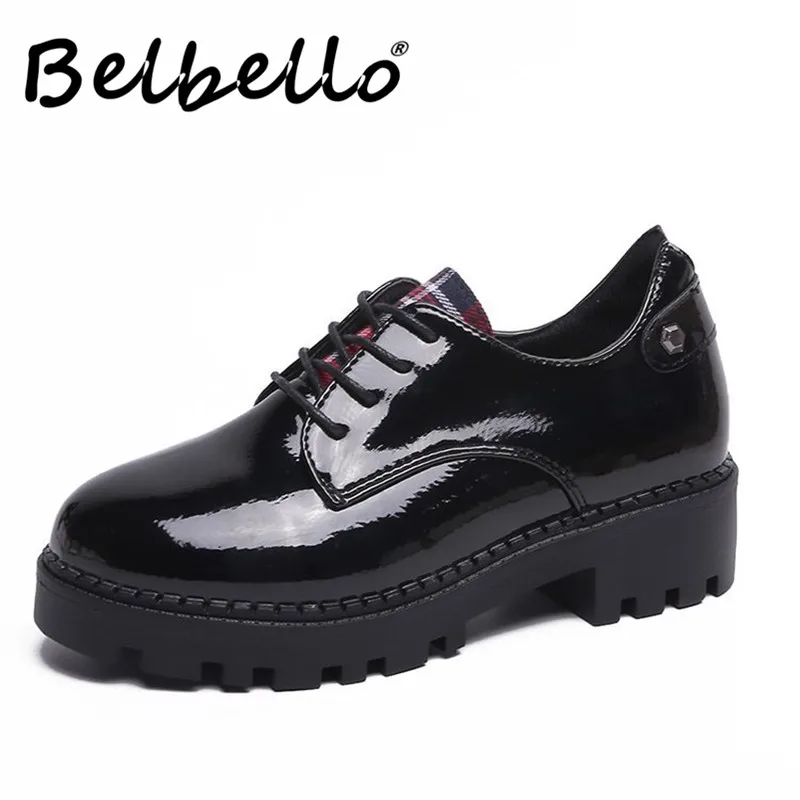 Tanie Xiaying uśmiech obcas pompy nowy modne buty w stylu casual kobiety wiosna jesień zwięzłe piekła platformy sznurowane kliny pompy buty do szycia