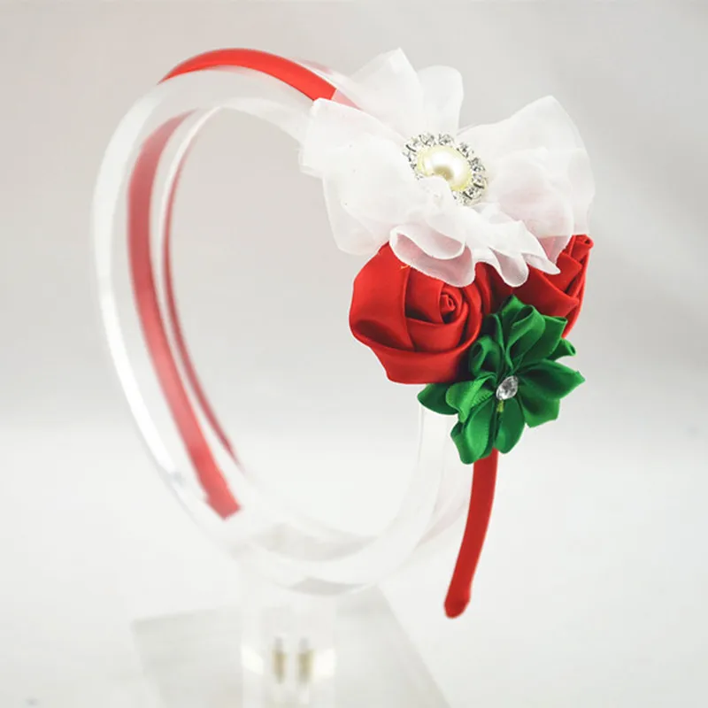 

1pcs Rose pearl flower, children's hoop baby mesh, multi angle Princess Party hair band accessories