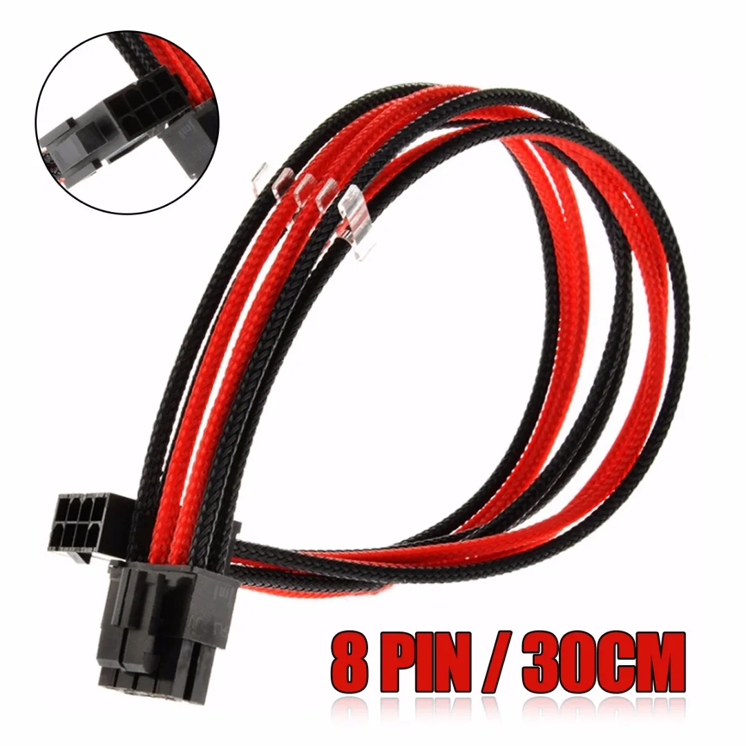 

Sleeved Graphics Card ATX EPS PSU CPU 8 Pin to 6+2 Pin PCI-E Power Extension Cable Wire For 18AWG Power Wire Sleeved 30cm