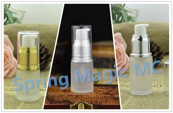 

15ML Frosted Glass Bottle Gold/Matt Silver Press Pump Essence Bottle Cosmetic Containers,Portable Travel Skin Lotion bottle