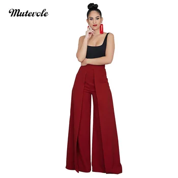 

Mutevole Casual Loose Wide Leg Pants Women Elegant High Waist Elastic Trousers Full Length Solid Long Pants Palazzo Mujer