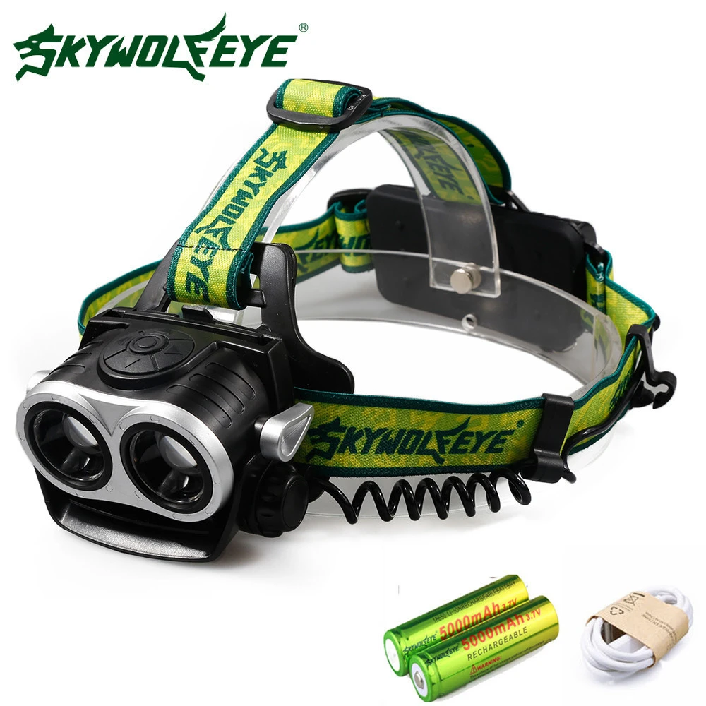 1000LM CREE XM-L XML T6 LED 2X Battery  Headlamp Torches Headlight  Rechargeable